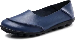 Women's Leather Slip-On Moccasins Shoes Flat Slipper Loafers