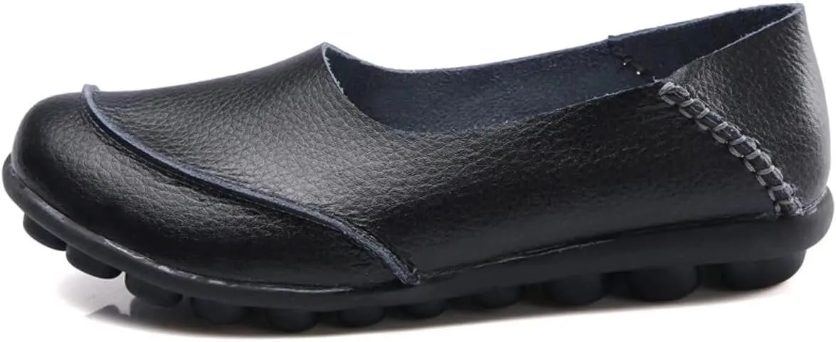 Women's Leather Slip-On Moccasins Shoes Flat Slipper Loafers