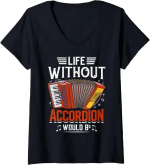 Womens Life Without Accordion Would Bb Flat V-Neck T-Shirt