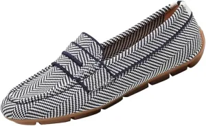 Women’s Lightweight Knit Loafers Driving Loafer, Slip On Flat Boat Shoes Flat Bottom Breathable Loafer Shoes