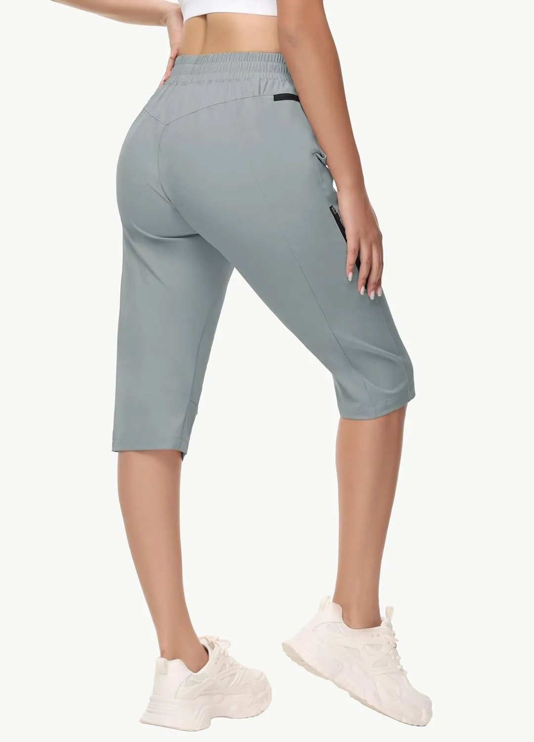 Women's Long Shorts 15" Below The Knee Capri Hiking Shorts Quick Dry Lightweight Outdoor Casual Crop Pants Cargo