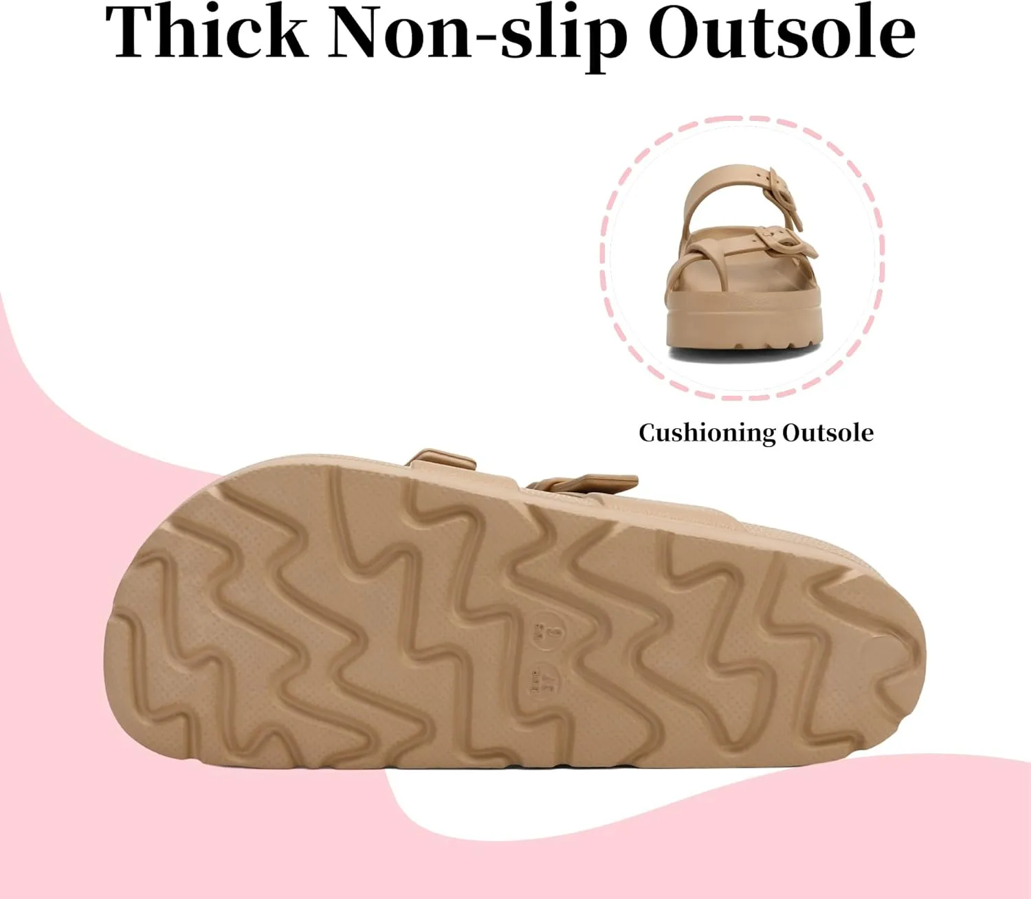Women's Platform Sandals with Arch Support Comfortable Lightweight Sandals Slipper Adjustable Buckle - Ultra Cushion
