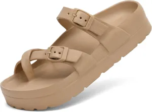 Women's Platform Sandals with Arch Support Comfortable Lightweight Sandals Slipper Adjustable Buckle - Ultra Cushion
