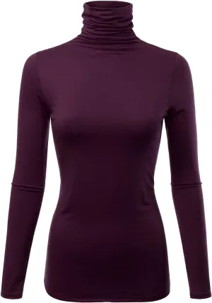 Womens Premium Long Sleeve Turtleneck Lightweight Pullover Top Sweater (S-3X, Made in USA)