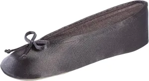Women'S Satin Ballerina Slippers with Classic Ribbon or Soft Tie Bow and Suede Sole