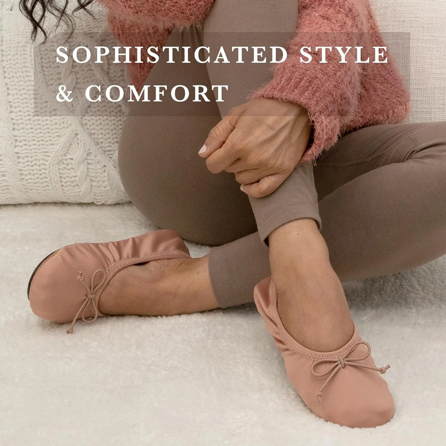 Women'S Satin Ballerina Slippers with Classic Ribbon or Soft Tie Bow and Suede Sole