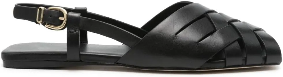 Women's Slingback Flat Sandals Woven Buckle Strappy Flats Peep-Toe Roman Holiday Summer Beach Shoes
