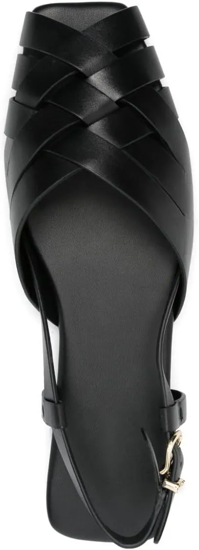 Women's Slingback Flat Sandals Woven Buckle Strappy Flats Peep-Toe Roman Holiday Summer Beach Shoes