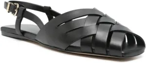 Women's Slingback Flat Sandals Woven Buckle Strappy Flats Peep-Toe Roman Holiday Summer Beach Shoes