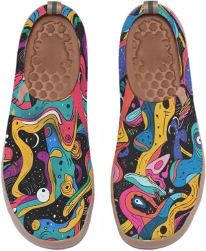 Women's Slip On Art Travel Shoes Lightweight Knit Sneaker Comfortable Walking Loafer Flat