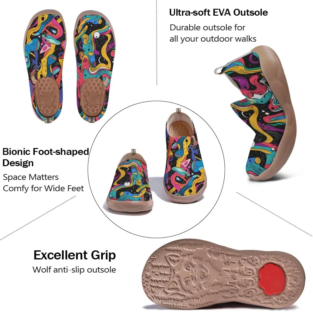 Women's Slip On Art Travel Shoes Lightweight Knit Sneaker Comfortable Walking Loafer Flat