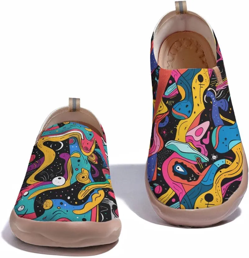 Women's Slip On Art Travel Shoes Lightweight Knit Sneaker Comfortable Walking Loafer Flat
