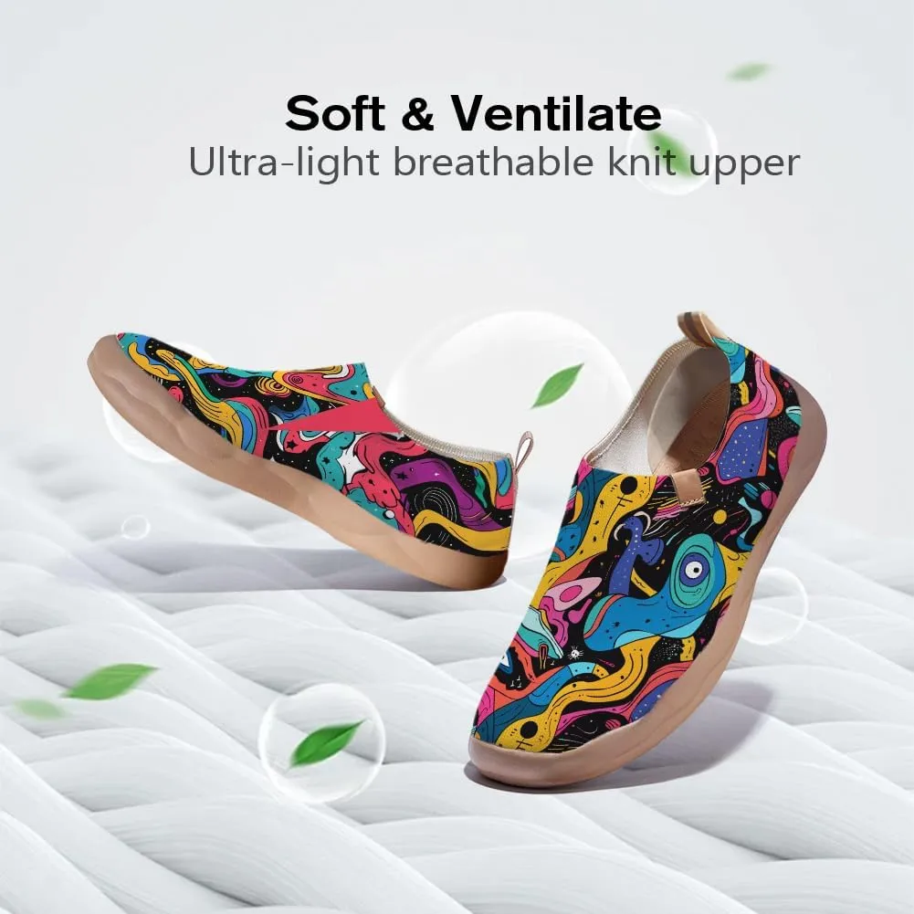 Women's Slip On Art Travel Shoes Lightweight Knit Sneaker Comfortable Walking Loafer Flat