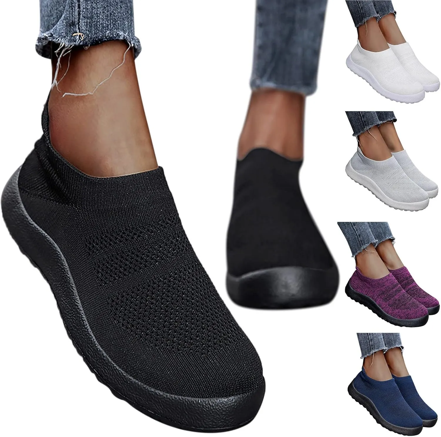 Womens Slip On Walking Shoes Non Slip Running Shoes Non Slip Work Shoes Women Wide Feet Black Casual Shoes Fashion Sneakers Red Tennis Shoe White Loafers