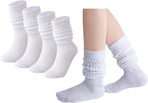 Women's Slouch Socks, Knit Ribbed Scrunchy Long Cozy Boot Socks, Size 6-11, Girls Knee High Warm Stacked Socks