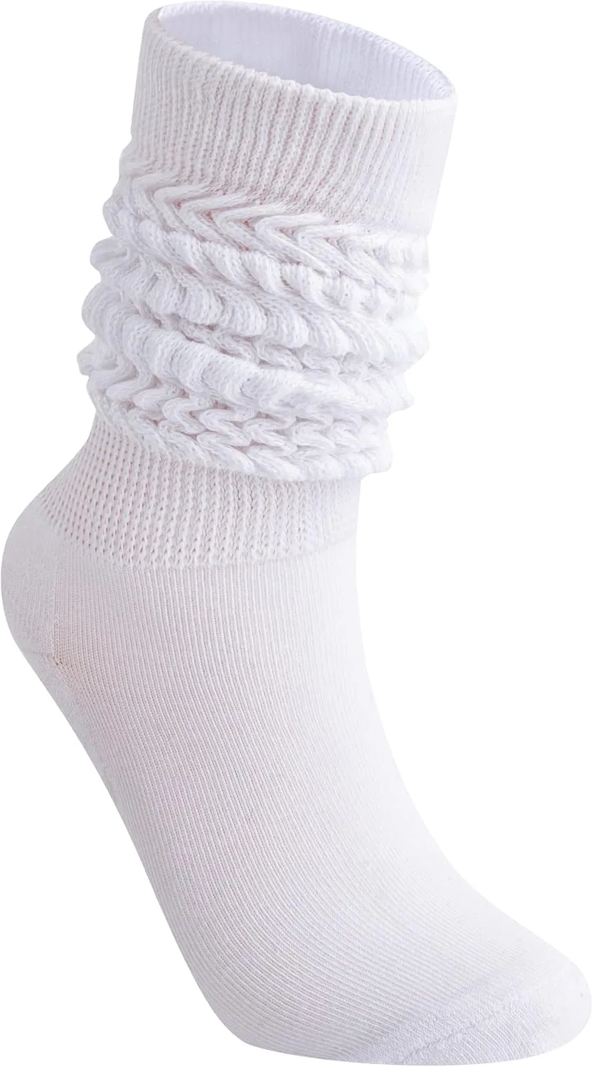 Women's Slouch Socks, Knit Ribbed Scrunchy Long Cozy Boot Socks, Size 6-11, Girls Knee High Warm Stacked Socks
