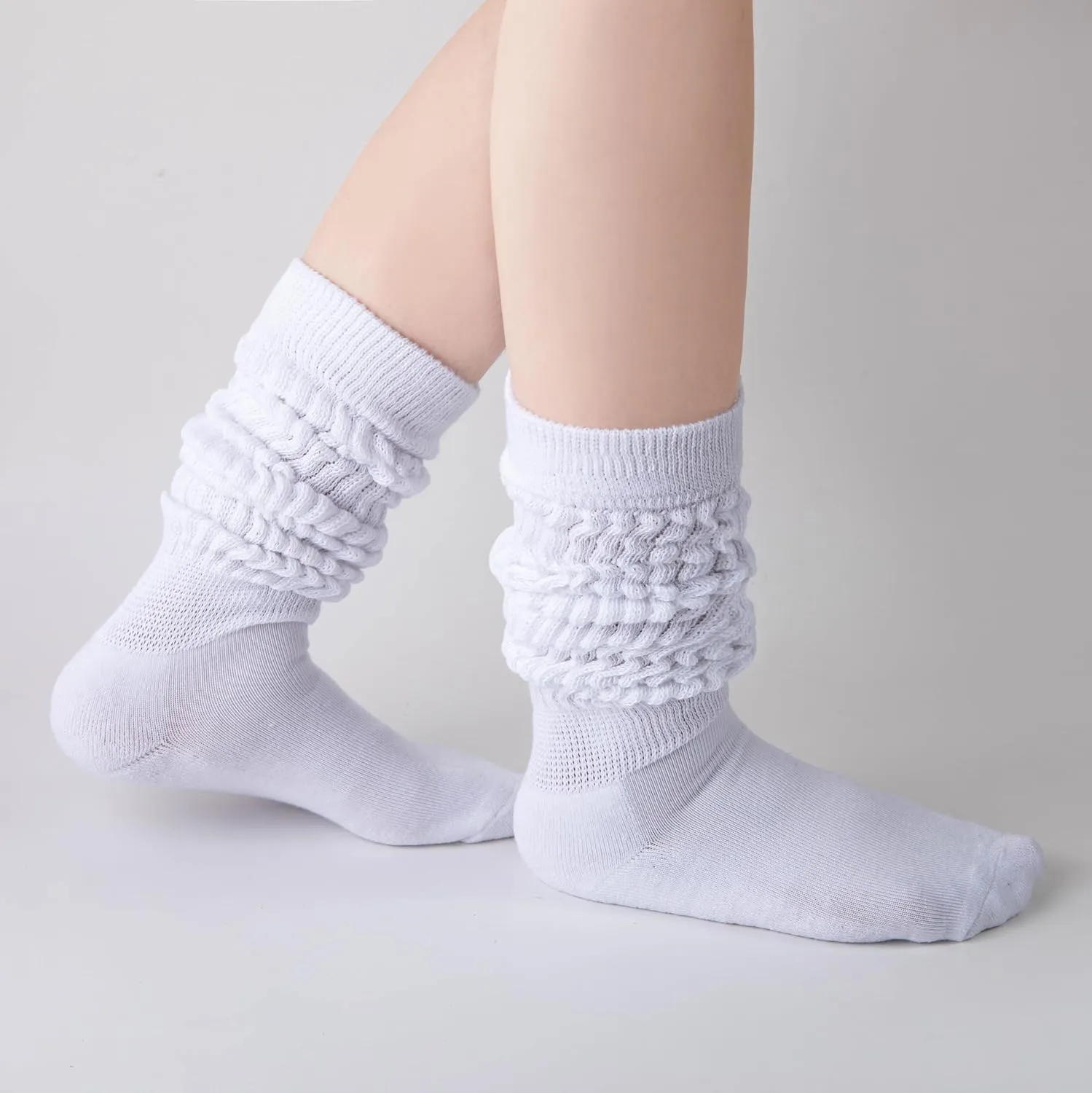 Women's Slouch Socks, Knit Ribbed Scrunchy Long Cozy Boot Socks, Size 6-11, Girls Knee High Warm Stacked Socks