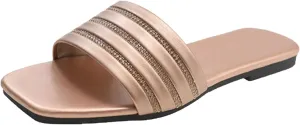 Womens Square Toe Slides Elegant Flat Sandals Comfort Casual Slip on Slippers Summer Vacation Sandal 2025 Trendy