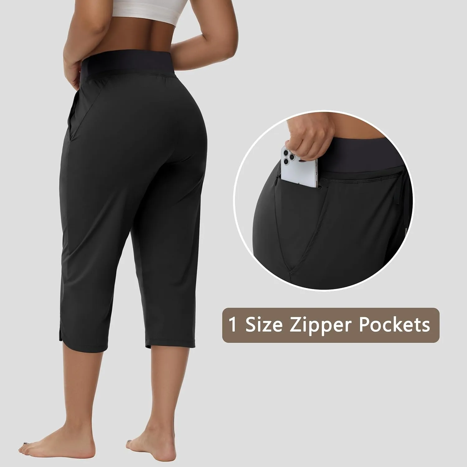 Women's Swim Capris Long Shorts Quick Dry UPF 50  Lightweight 2025 Swimming Pants with Zipper Pockets