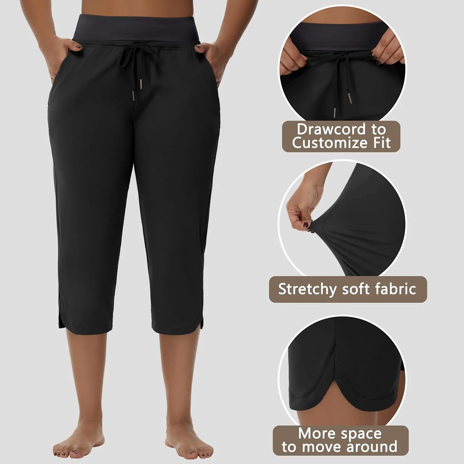 Women's Swim Capris Long Shorts Quick Dry UPF 50  Lightweight 2025 Swimming Pants with Zipper Pockets