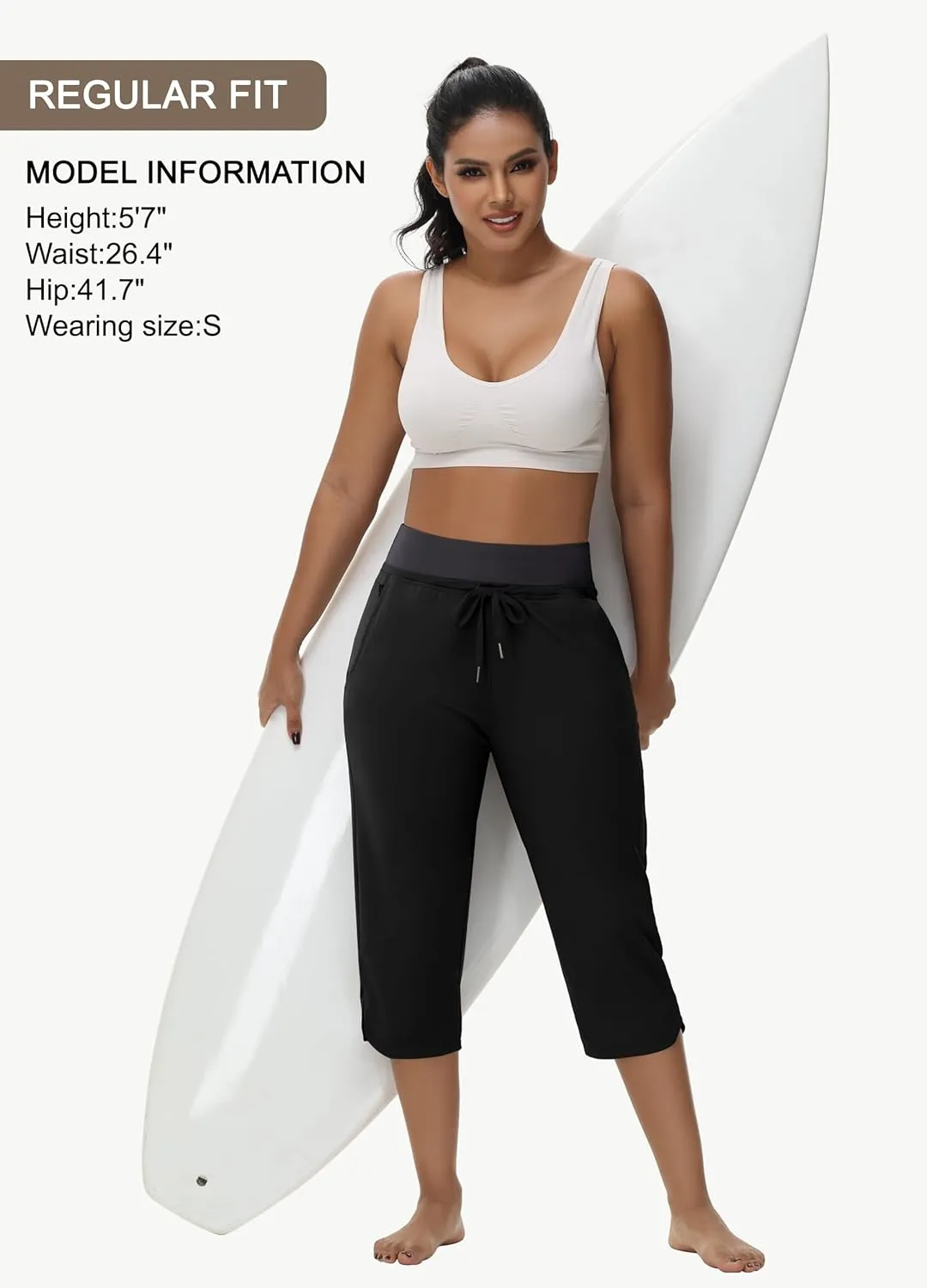 Women's Swim Capris Long Shorts Quick Dry UPF 50  Lightweight 2025 Swimming Pants with Zipper Pockets