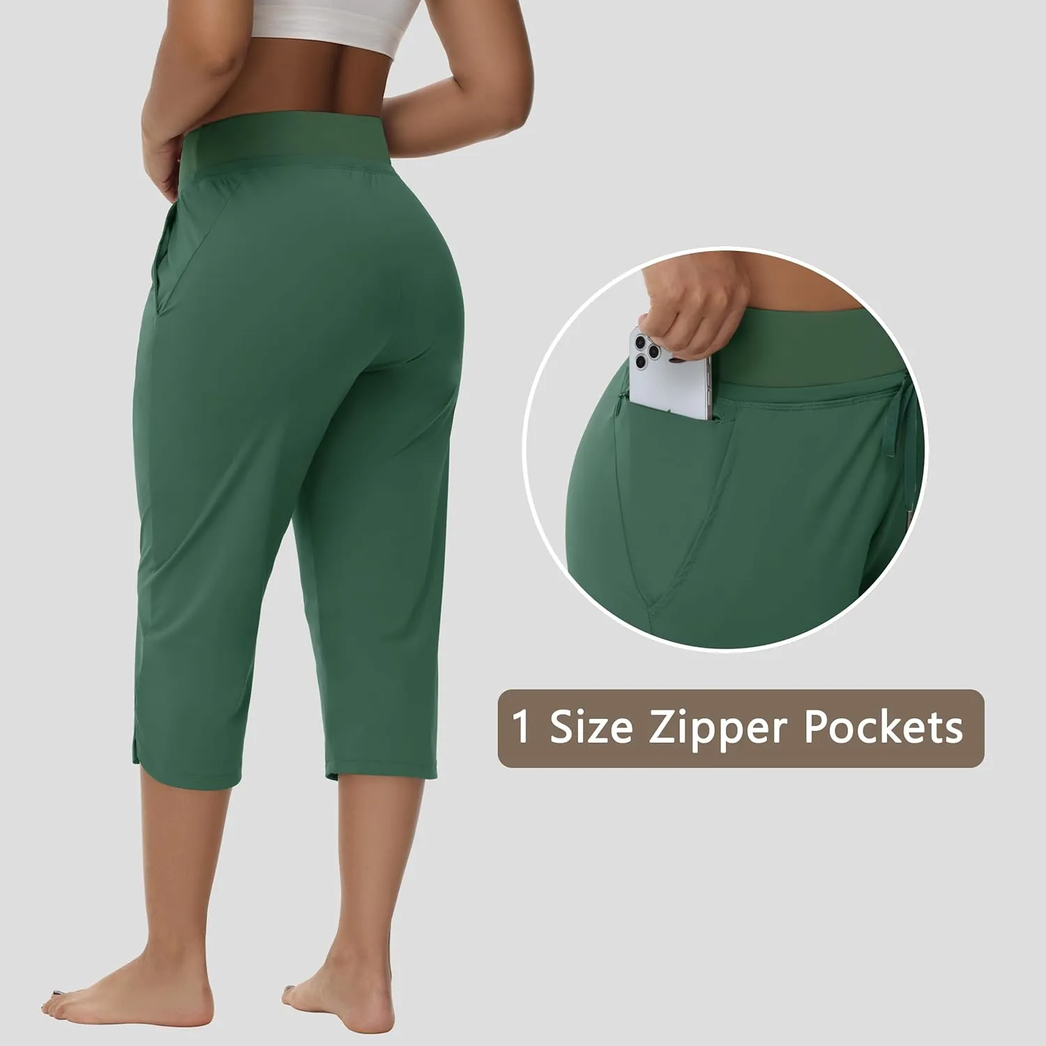 Women's Swim Capris Long Shorts Quick Dry UPF 50  Lightweight 2025 Swimming Pants with Zipper Pockets
