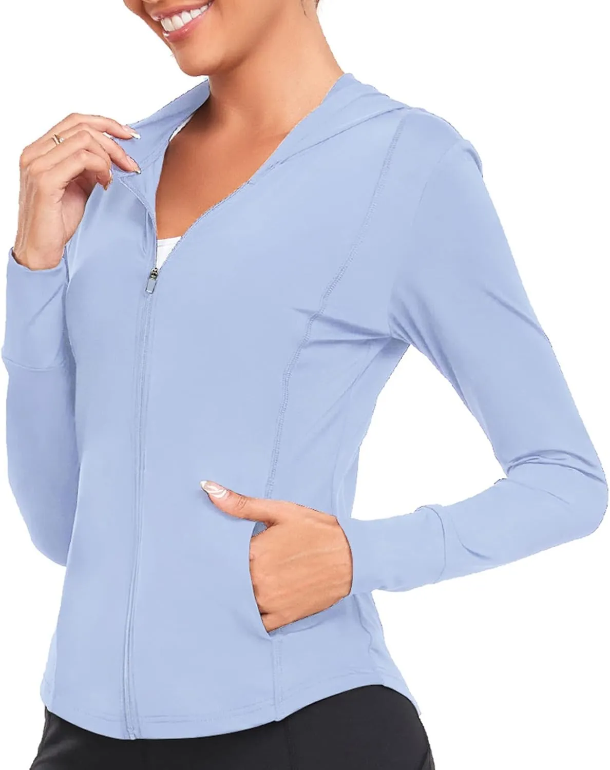 Womens UPF 50  Zip Up Hoodies Long Sleeve UV Sun Protection Shirts Lightweight Quick Dry Jackets Hiking Running Tops