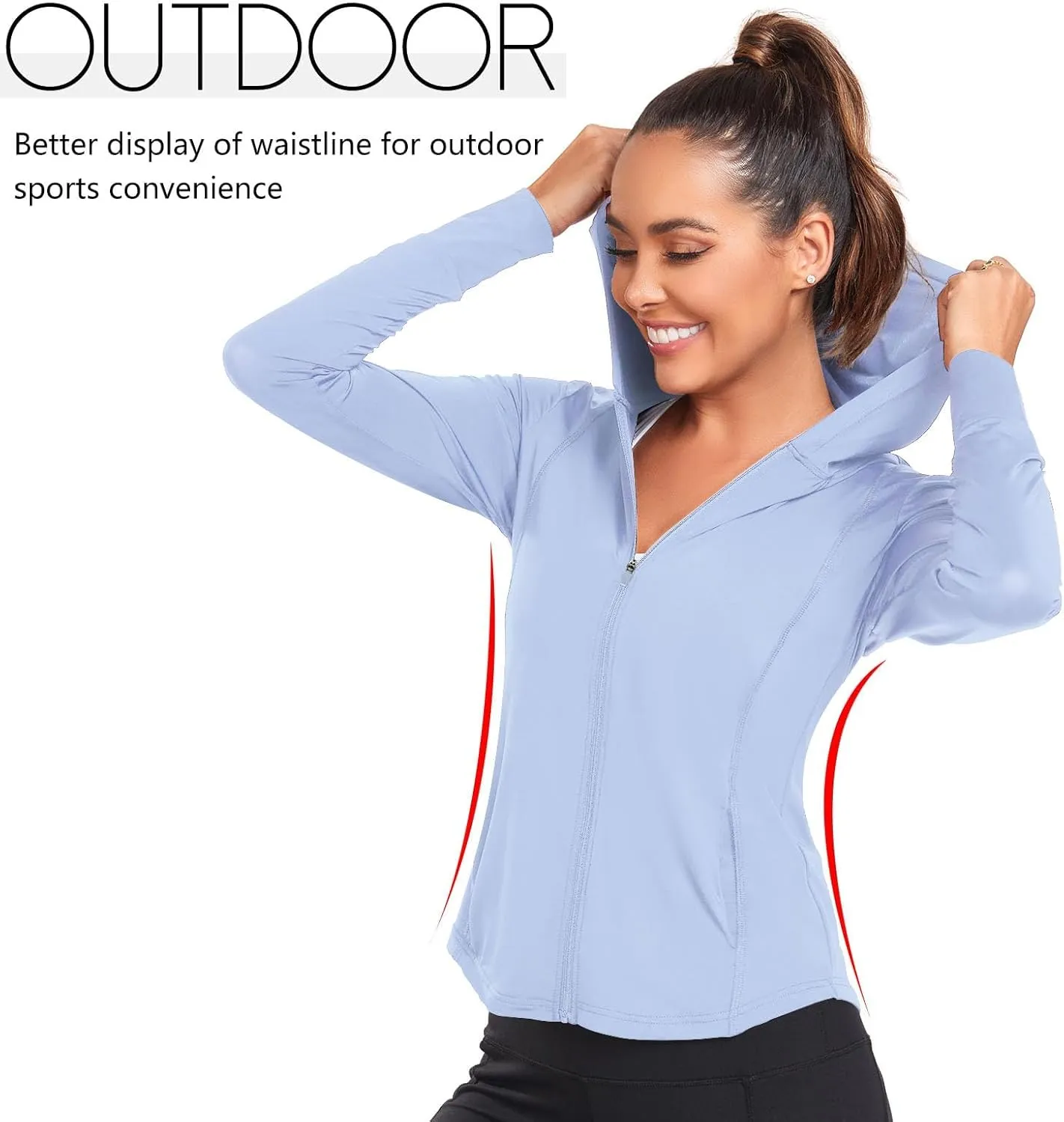 Womens UPF 50  Zip Up Hoodies Long Sleeve UV Sun Protection Shirts Lightweight Quick Dry Jackets Hiking Running Tops