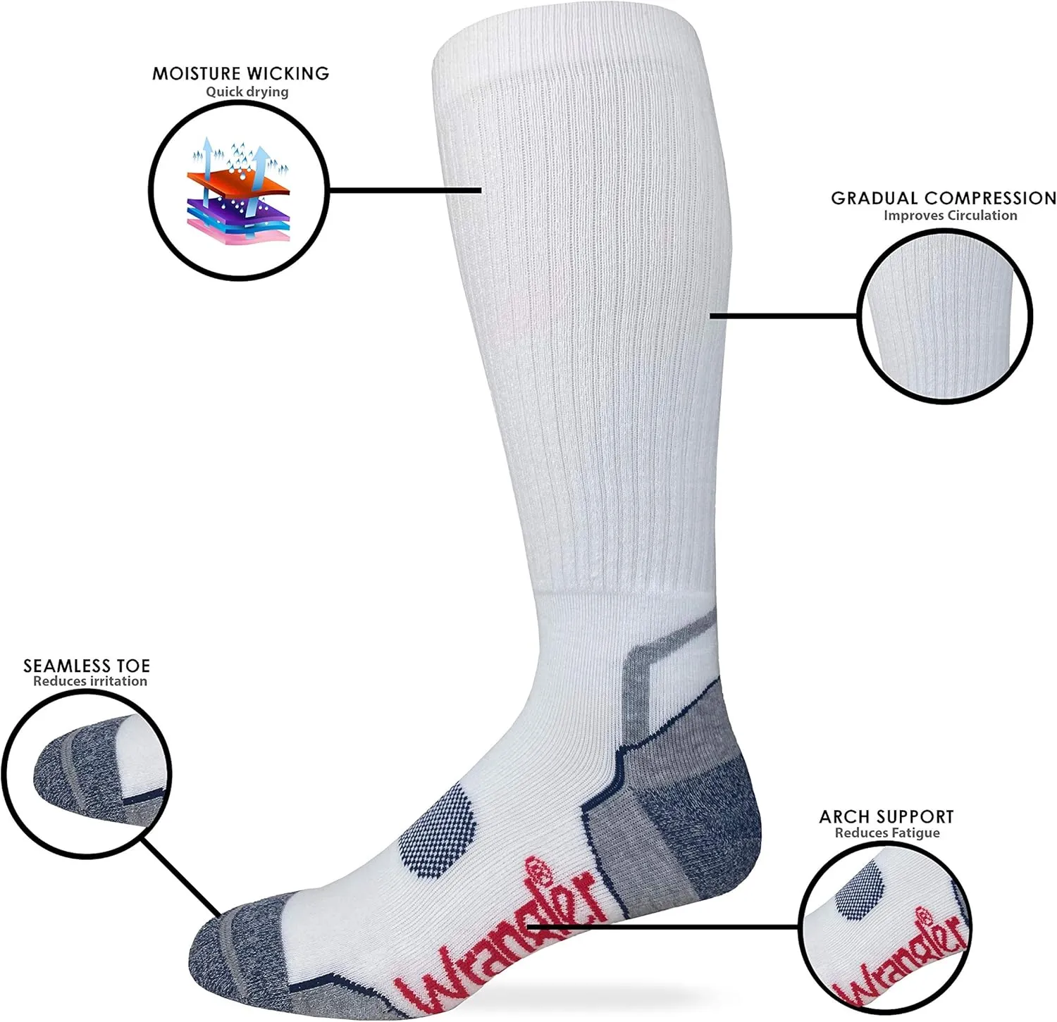 Wrangler Men's Ultra Dri Compression Tall Boot Socks (3 Pairs)
