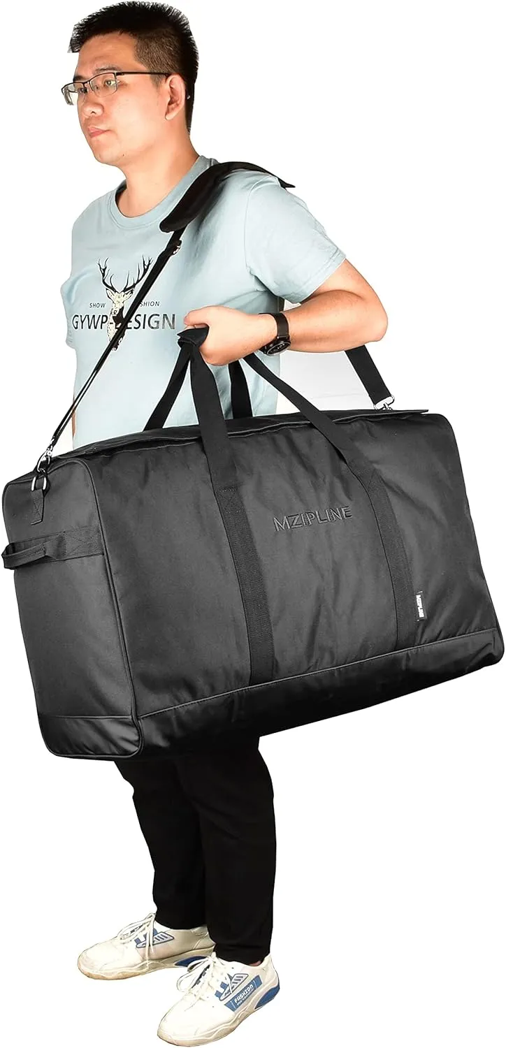 XL Large Duffle Bag-Smell Proof-Bag Resistant Sport Gym Overnight Weekender Bag,Big Capacity Travel Duffel Holdall Bag With Carbon Lining (Black, Large)