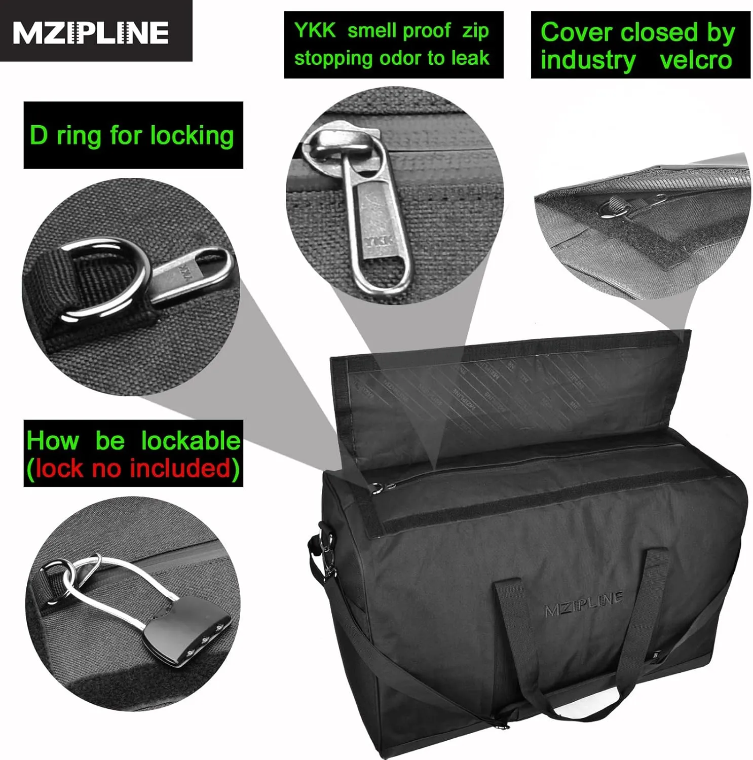 XL Large Duffle Bag-Smell Proof-Bag Resistant Sport Gym Overnight Weekender Bag,Big Capacity Travel Duffel Holdall Bag With Carbon Lining (Black, Large)