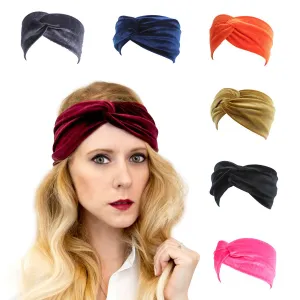 xsby Velvet Elastic Headband, 7 Pcs Women's Adjustable Twisted Soft Turban Tribal Hair Band Headwrap Hair Accessories Headgear A