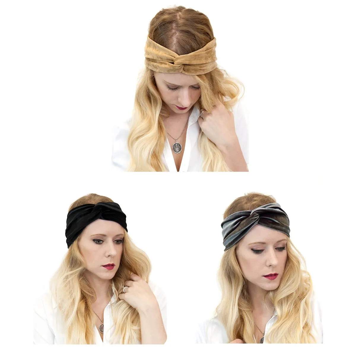xsby Velvet Elastic Headband, 7 Pcs Women's Adjustable Twisted Soft Turban Tribal Hair Band Headwrap Hair Accessories Headgear A