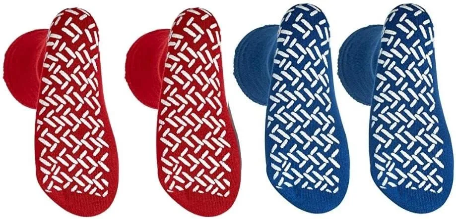 XXXL Extra Wide Bariatric Non Skid Slipper Socks (4 Pairs) - for Swollen Feet and Edema