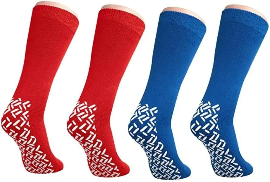 XXXL Extra Wide Bariatric Non Skid Slipper Socks (4 Pairs) - for Swollen Feet and Edema