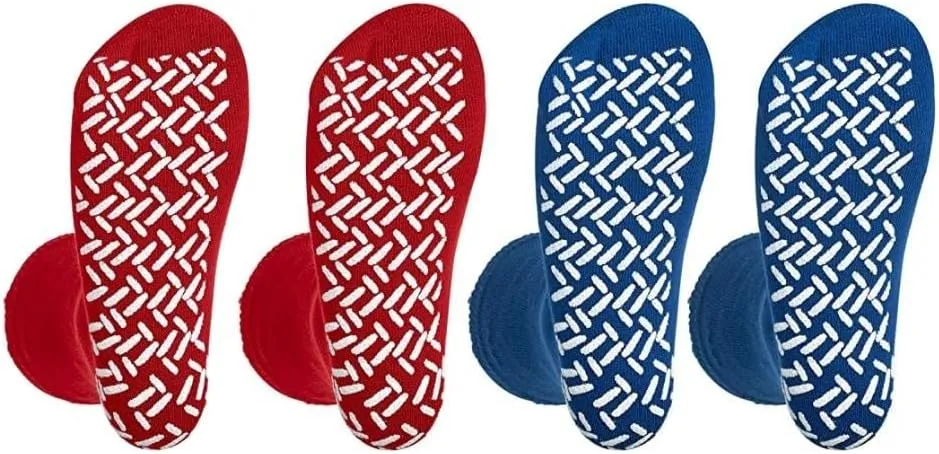 XXXL Extra Wide Bariatric Non Skid Slipper Socks (4 Pairs) - for Swollen Feet and Edema