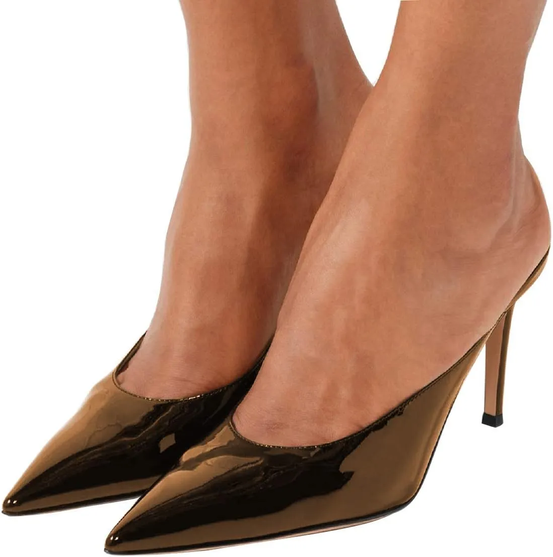 XYD Women High Heels Mules Pointed Toe Slip On Slide Sandals Fashion Dress Slipper Shoes
