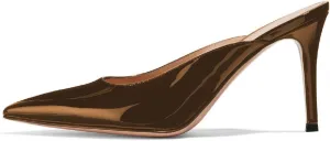 XYD Women High Heels Mules Pointed Toe Slip On Slide Sandals Fashion Dress Slipper Shoes