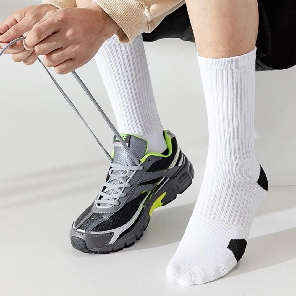 YWSLRC 5 Pairs Mens Athletic Crew Socks Elite Basketball Sport Cushioned Long Compression Sock,6.5-11.5