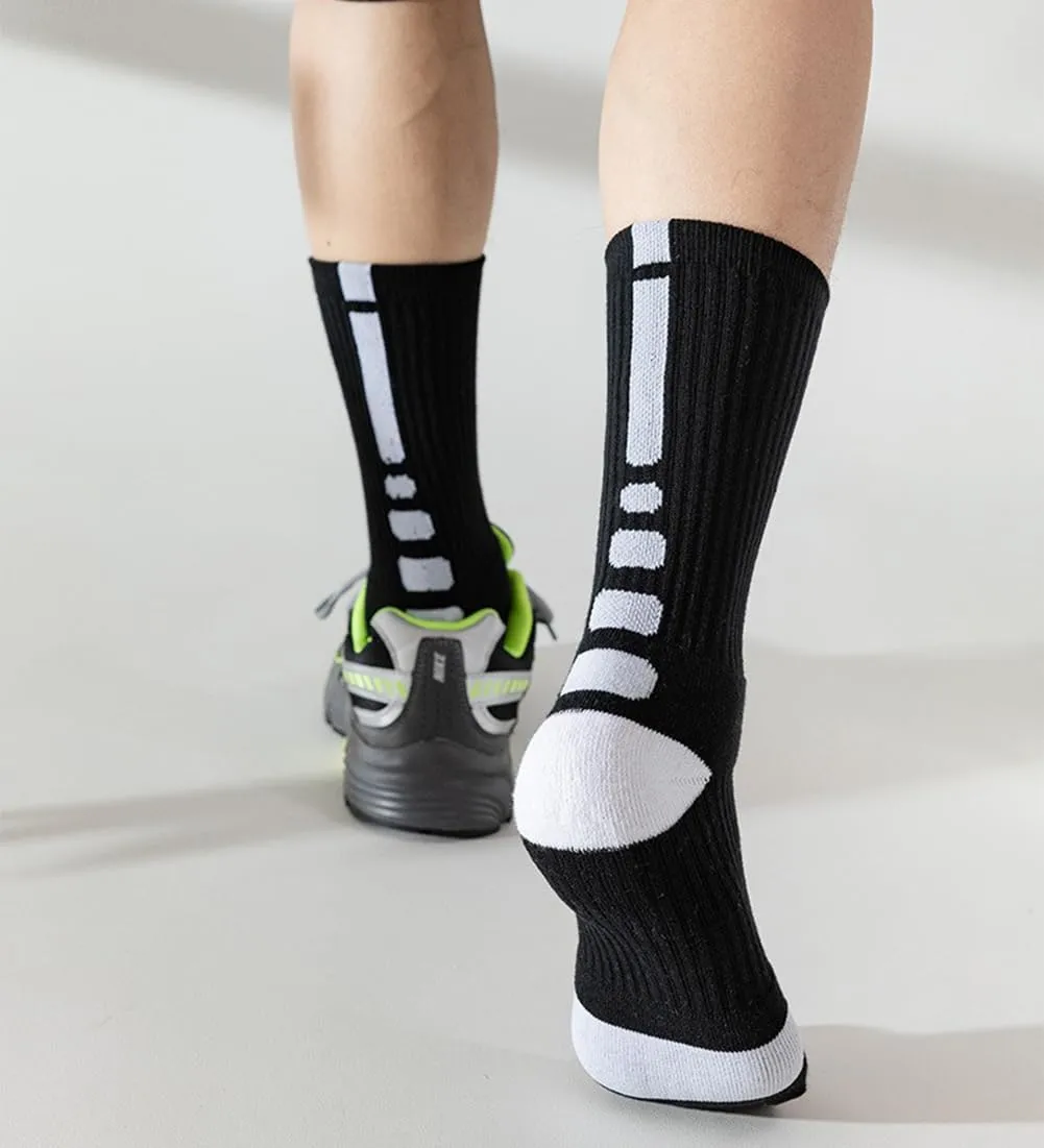 YWSLRC 5 Pairs Mens Athletic Crew Socks Elite Basketball Sport Cushioned Long Compression Sock,6.5-11.5