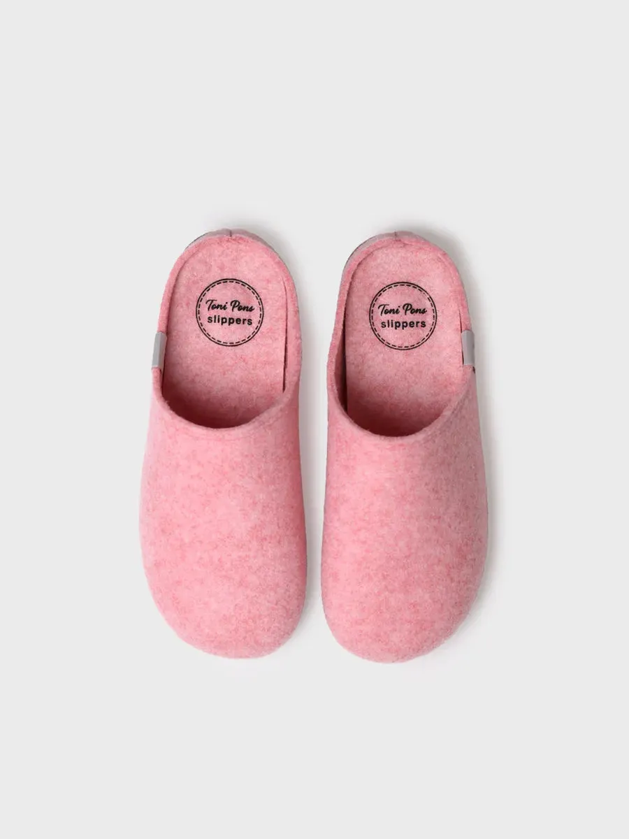 Zapatilla tipo zueco para mujer en fieltro reciclado | MONA-FR