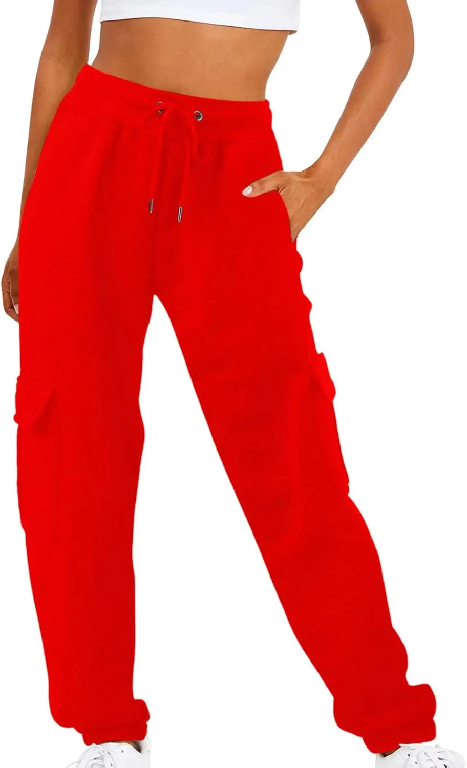 ZDRZK Womens Sweatpants Lace-Up Ankle Length Fleece Jogger Pants with Pockets Hiking Athletic Joggers Pants for Running