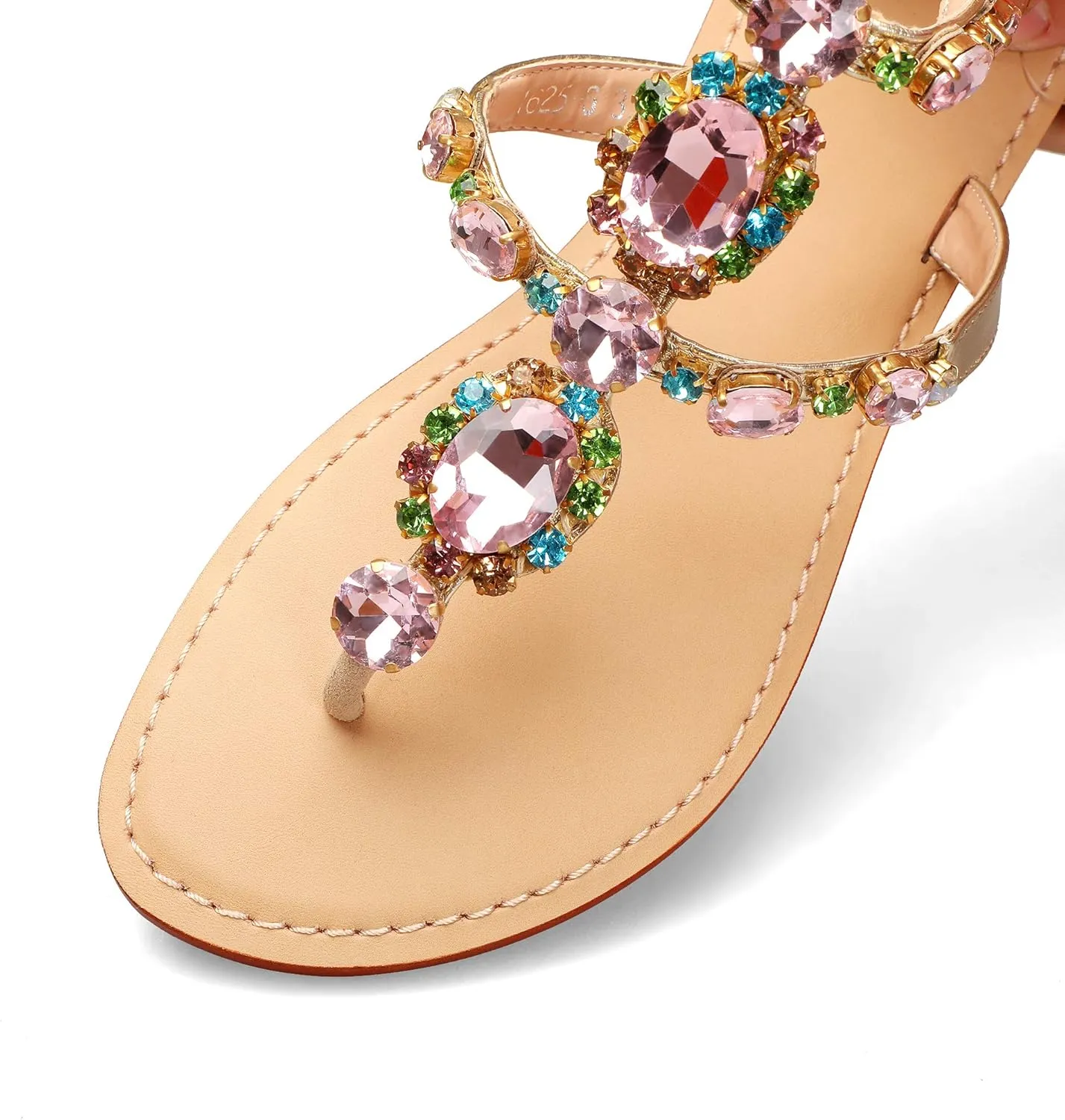 ZhuLinFeng Women'S Rhinestone Gladiator Sandals Flat Wedding Sandals Gem Pearl Sparkling Bridal Bridesmaid Sandals Blue Bohemian Sandals