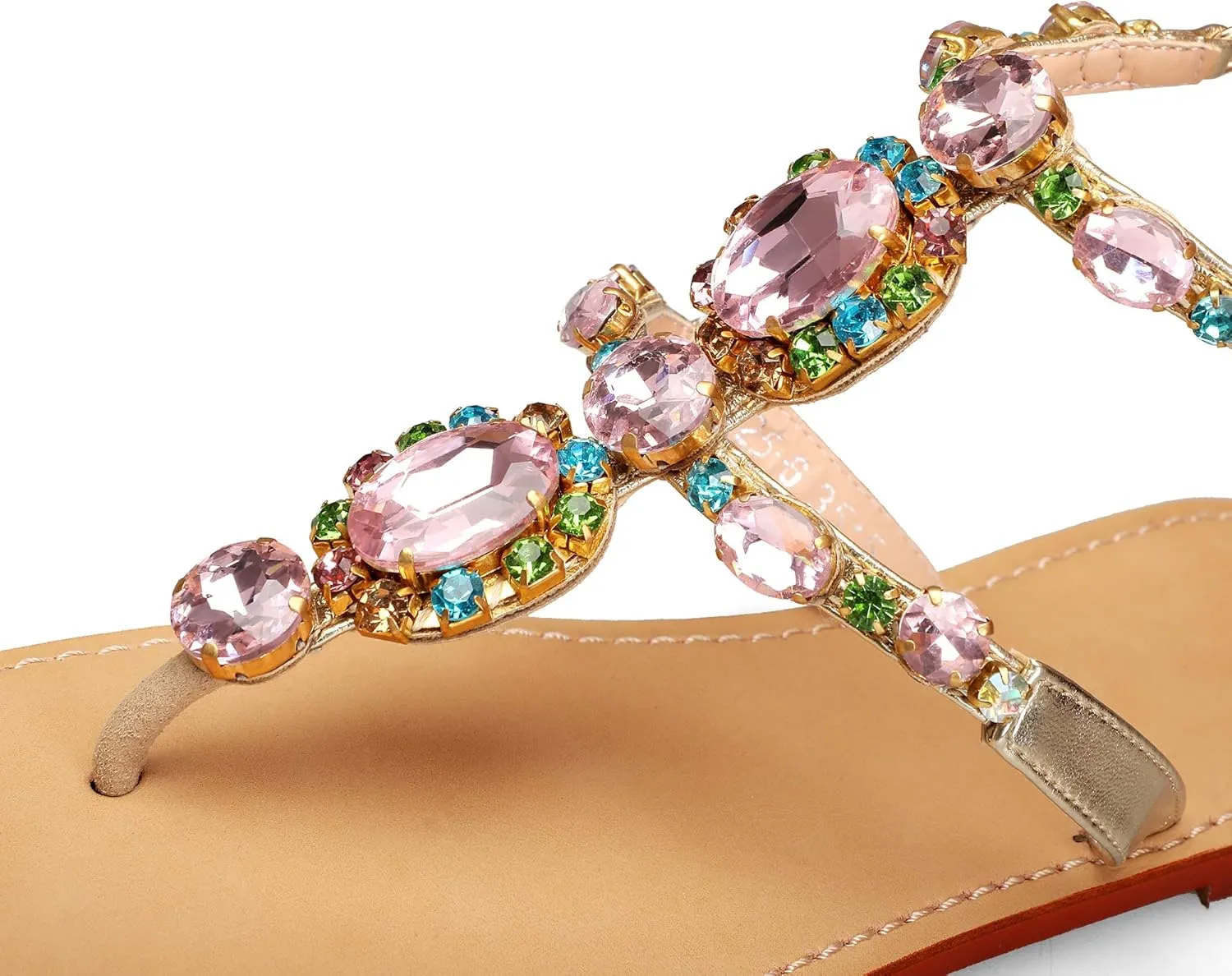 ZhuLinFeng Women'S Rhinestone Gladiator Sandals Flat Wedding Sandals Gem Pearl Sparkling Bridal Bridesmaid Sandals Blue Bohemian Sandals