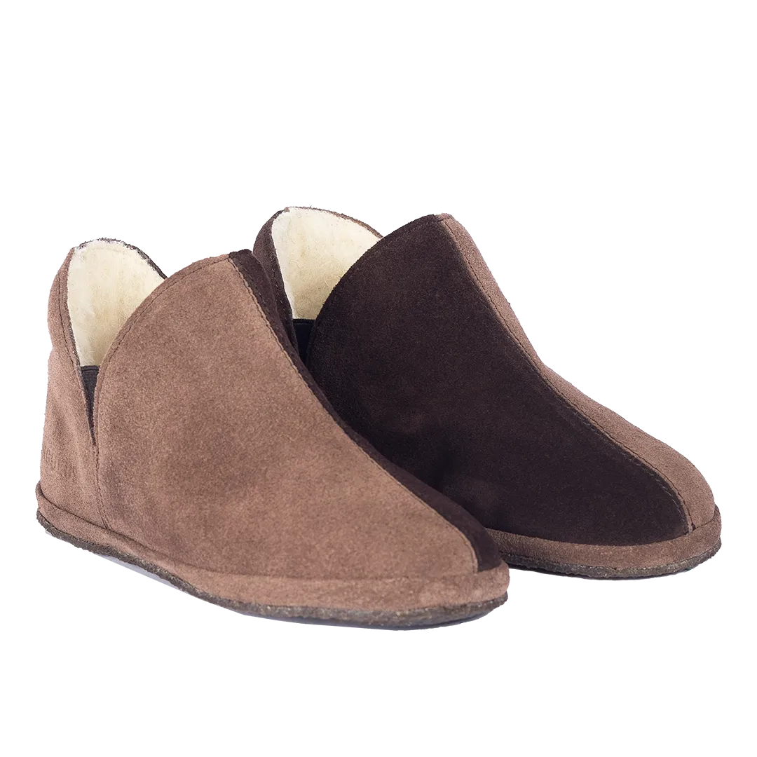 Zweifarbiger Slipper mit weichem Lammfellfutter